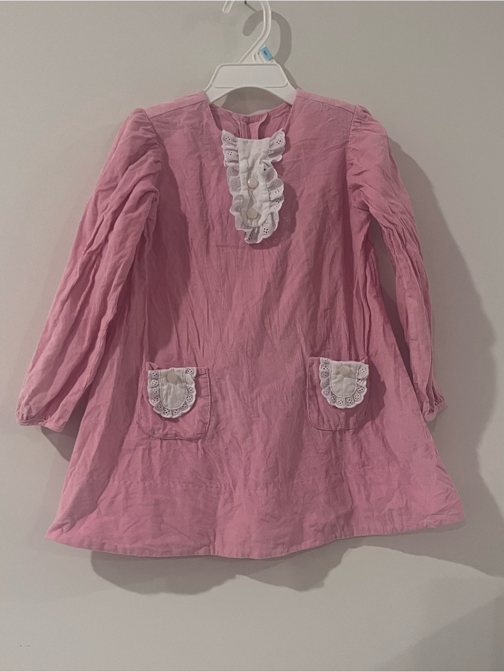 Remember Nguyen Toddler Girls Pink Corduroy Dress 4T With Pockets And Buttons
